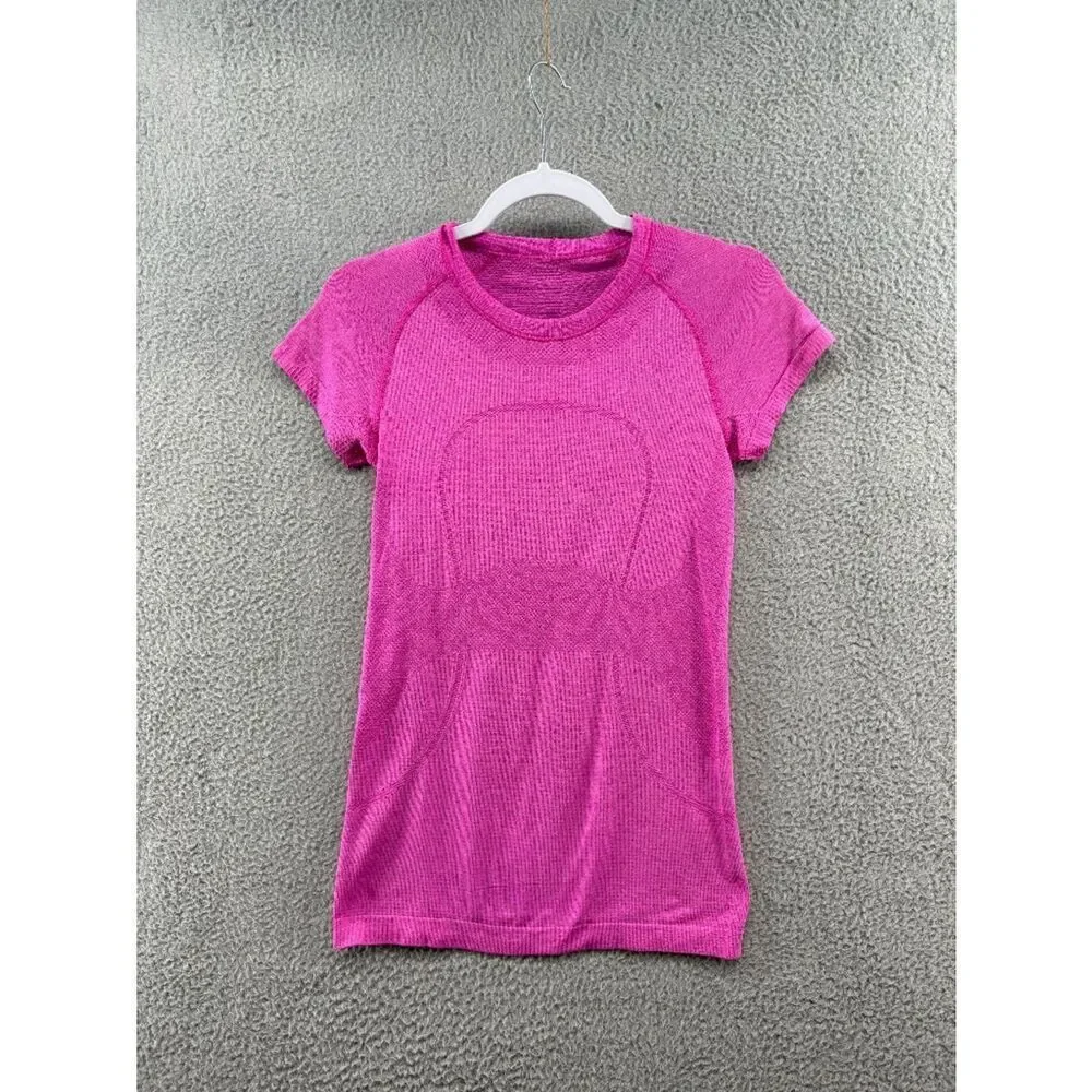 Lululemon For The Run Short Sleeve Tee Size 6 | Rare Fuchsia Pink 2018